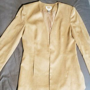 Talbots camel sand beige faux suede woman blazer jacket size 6